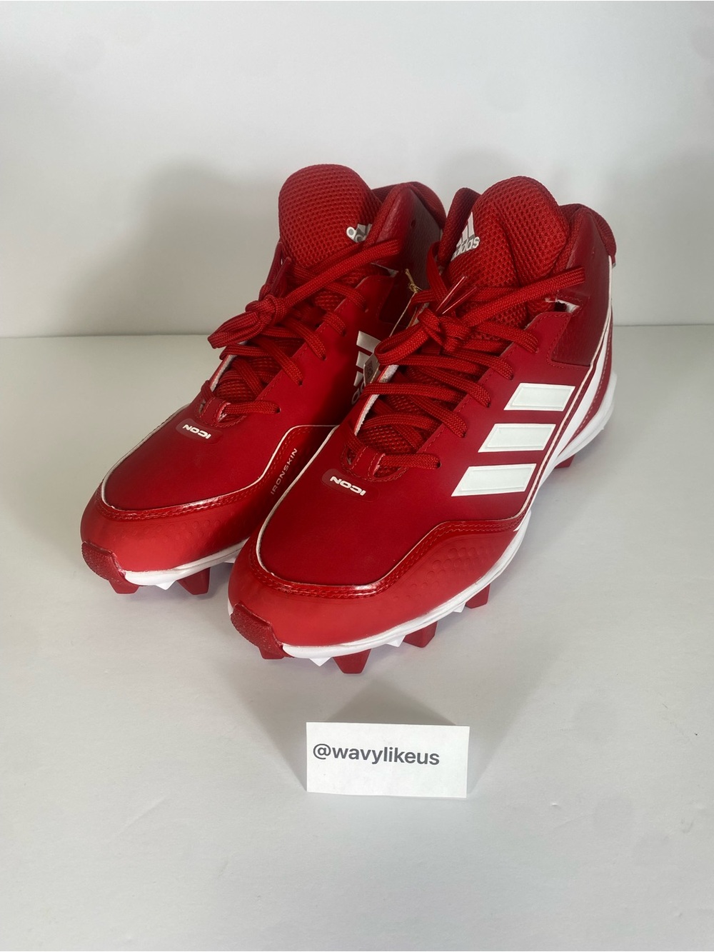 Adidas Icon 7 Mid MD S23921 Baseball Cleats Red White Men's Size 9.5